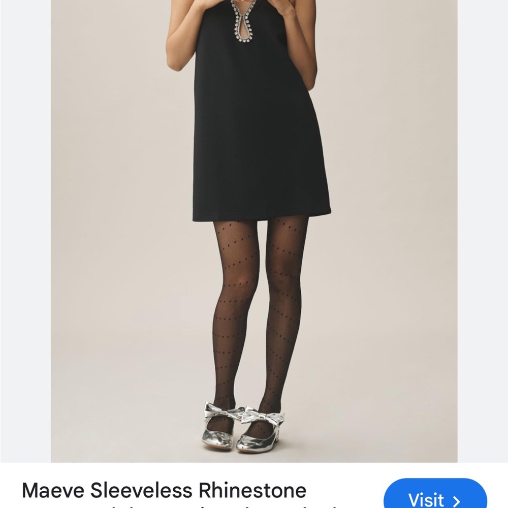 Maeve Black Sleeveless Rhinestone Dress